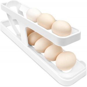 Sjzg-Boite A Oeufs Frigo, Distributeur Oeuf, Rangement Oeuf, Support À ?ufs Pour Réfrigérateur, Porte ?ufs À Roulement Automatique, Organisateur D'oeufs De Cuisine, Couche Double, Blanc - Neuf