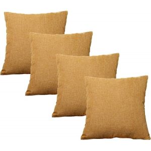 Lot de 4 Draps Carres Decoratifs, Housses de Coussin 45 x 45 cm avec fermeture a Glissiere Invisible pour Canape-Lit Voiture de Bureau Jaune - Neuf