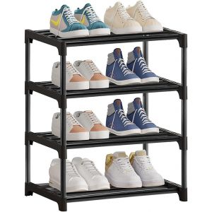 Ulteronixshop-tag&egrave;re &agrave; Chaussures 3 Niveaux, Meuble Chaussure en M&eacute;tal Blanc, Empilable Porte Chaussures, Meuble de Rangement Chaussure pour 6 Paires, pour Couloir, Entr&eacute;e, Chambre &agrave; Coucher - Neuf