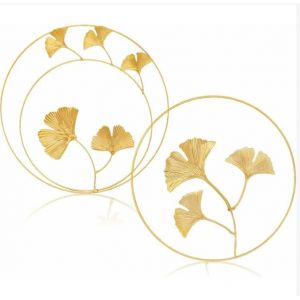 (Or) 2 Pcs Décoration Murale En Métal Décoration Murale En Fer Décoration Murale En Feuille D'érable Ginkgo Tenture Murale Convient Pour La Décoration De L'hôtel De Salon De Bureau À Domicile - Neuf