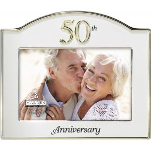 meimie-International Designs 50Ème Anniversaire De Mariage Flip Album Deux Tons Cadre Photo,Aluminium,Doré/Argenté,4 By 6-Inch - Neuf