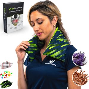 Coussin Chauffant Micro-Onde Pour Le Cou - Bouillotte S&egrave;che Epaule Et Nuque (60x15 Cm) - Compresse Chauffante De Graines De Lin Aromatiques - Housse Lavable, 100% Coton Et Odeur De Lavande - Neuf