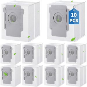 10 Sacs d'aspirateur Sac rechange pour iRobot Roomba i7 i7+ i3 i3+ i4 i4+ i6 i6+ j7 j7+ i8 i8+S9 S9+ E5 E6 E7 Clean Base,Installation Facile,Durable,Haute Capacité,Capture 99% des Particules - Neuf