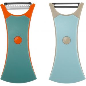 lbgwp60-Éplucheur Légumes Et Fruits Set Econome Legumes Inox Eplucheu 2Pcs - Eplucheur Légumes Rotatif - Eplucheur Pomme Double U - Eplucheur Tomate Et Pomme De Terre (Bleu Gris&Gris Orangé) - Neuf