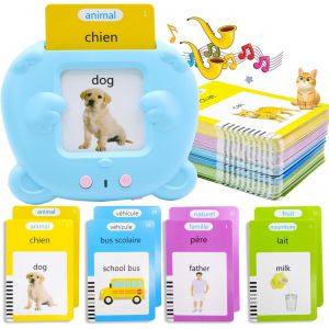 TDRFL-Cartes Flash Parlantes,Jouets Éducatifs Pour Tout-Petits De 2-6 Ans,112 Feuilles De 224 Mots,Jouets D'Apprentissage Audio,Jouets Interactifs Pour Garçons Et Filles-Bleu - Neuf