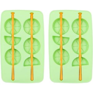 Eryi-Lot De 2 Bacs À Glaçons, Moules À Glace, Moule À Citron, Moule À Glaçons Flexible En Silicone Pp, Moule À Glace, Moules À Crème Glacée, Moules À Pop Réutilisables - Neuf