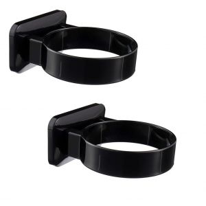 Lot de 2 supports de sèche-cheveux noirs, sans perçage, auto-adhésifs, pour montage mural - Neuf