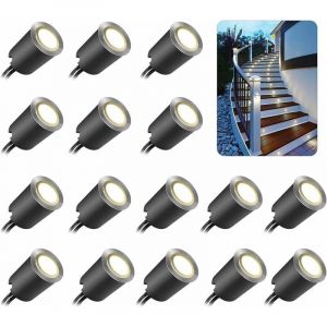 Lot De 16 Spots Led Encastrables D'extérieur, Étanches Ip67, Ø 32 Mm, Pour Terrasse En Bois, Piscine, Jardin, Escaliers, Terrasse En Bois (Avec Prise Eu) (16 Led Blanc Neutre 4 500 K) - Neuf
