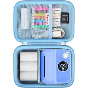 SUBZONAL-Kids Camera Case Compatible avec ASTGMI pour HiMont pour TIATUA pour Gofunly pour Hangrui pour GREENKINDER Kids Camera Impression instantan&eacute;e, Imprime Sac de Stockage en Papier, Bleu - Neuf