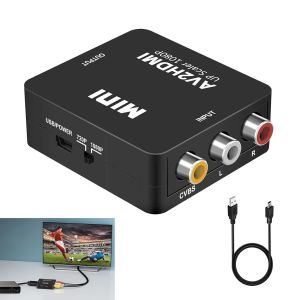 Convertisseur Rca Vers Hdmi 1080p,Adaptateur Audio Vidéo Composite Av Cvbs Vers Hdmi Avec Câble D'alimentation Usb,Compatible Avec Ps2,Ps3 Xbox Wii Vhs Tv Lecteur Dvd,Supporte Pal Ntsc Secam - Neuf