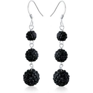 Kal-Boucles D'oreilles Pendantes En Cristal Pav&eacute; Noir, Rouge Et Blanc, Rondes Et Gradu&eacute;es &Agrave; Deux Ou Trois Niveaux Pour Femmes Adolescentes Argent Sterling .925 - Neuf