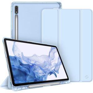 Tianyi-Coque Pour Samsung Galaxy Tab S8 11 Pouces 2022 / Galaxy Tab S7 2020 - Etui Transparent Givré Housse Fine Et Légère Cover Sommeil/Réveil Auto Fonction Rangement De Stylet, Bleu Ciel - Neuf