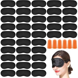 Jgd-Lot De 40 Masques De Sommeil En Polyester Avec &Eacute;lastiques Pour Les Voyages, Le Travail Par Quarts, Hommes, Femmes, Enfants, Avec 20 Bouchons D'oreille Orange (Noir) - Neuf
