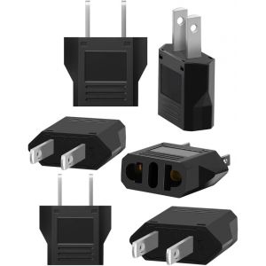 JGD-Lot de 6 adaptateurs am&eacute;ricains 6 A 110/250 V de voyage aux &Eacute;tats-Unis, Canada, Cuba, Mexique, Japon (Noir) - Neuf