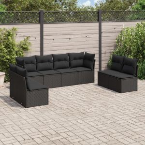Prolenta Premium - Salon De Jardin 8 Pcs Avec Coussins Noir R&eacute;sine Tress&eacute;e - Neuf