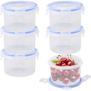 Mevronisshop-Lot De 6 Bo&icirc;tes De Conservation Rondes De 300 Ml Avec Couvercle Herm&eacute;tique En Plastique - Petites Bo&icirc;tes De Conservation En Plastique - Bo&icirc;tes De Rangement Pour La Cuisine - Neuf