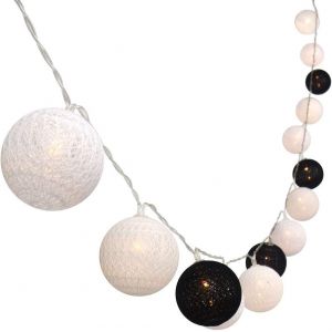 Kal-Guirlande Lumineuse De 3 M Avec 30 Boules À Led En Coloré - Fonctionne Avec Des Piles, Idéale Pour Noël Ou Un Mariage Noir/Blanc - Neuf