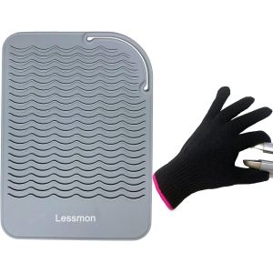 Hair Travel Mat, Curling Iron Protector With Heat Resistant Glove For Curling Iron, , And Styling Tools, 9 X 6.5 Inch, Grey - Neuf