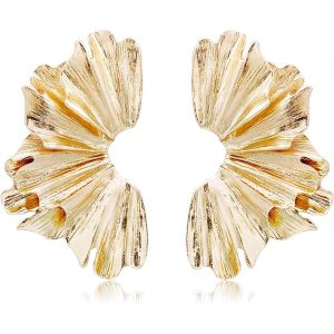 Kal-Boucles D'oreilles Feuilles De Ginkgo, Boucle D'oreille Or, Boucles D'oreilles Femme Fantaisie, Boucle Oreille Feuille Ginkgo Exagérées Géométriques Boucle D Oreille Grand Bijoux Cadeau Pour Femm - Neuf