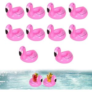 Cap-Flamingo Lot De 10 Porte-Gobelets Gonflables Pour Piscine - Pour Fête Sur La Plage, Fête Hawaïenne, Piscine, Plage - En Pvc De Qualité Supérieure - Rose - Neuf