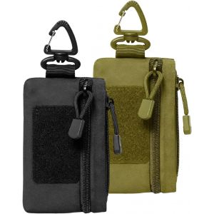 NSIECD-2 Pièces Petits Portefeuilles, Mini-Sac Banane et Porte-Monnaie pour Homme, Portefeuille en Nylon avec,Mousqueton, Design Organisé pour Homme et FemmeVert et Noir - Neuf