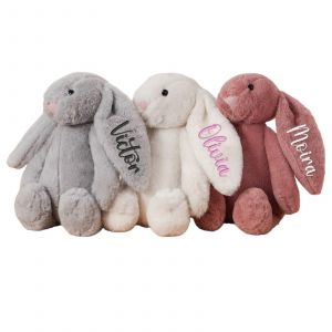 Lapin de Paques personnalis¿¿ avec pr¿¿nom brod¿¿, peluche de 30 cm aux longues oreilles, cadeau id¿¿al pour b¿¿b¿¿ - Neuf