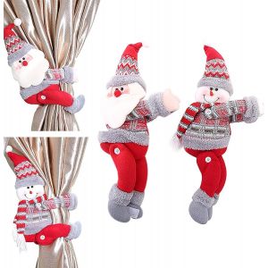2pcs No&euml;l Embrasses De Rideaux De No&euml;l Rideau Boucle Mignon Rideau Clips P&egrave;re No&euml;l Bonhomme De Neige De No&euml;l Rideau Cintre Pour No&euml;l Accessoires De Chambre &Agrave; Coucher - Neuf