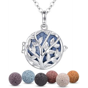 Colliers Longs Pour Femme, Diffuseur D'aromath&eacute;rapie Pour Huiles Essentielles Pendentif Attrape R&ecirc;ves Plaqu&eacute; Argent Diffuseur Boh&egrave;me Cadeau D'anniversaire Pour Vos Femmes - Neuf