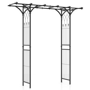 Arche De Jardin En M&eacute;tal Rev&ecirc;tu De Poudre 208 X 52 X 208 Cm Pour Plantes Grimpantes D&eacute;corative Et &Eacute;l&eacute;gante En Noir Helloshop26 20_0017356 - Neuf