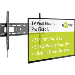 MEVRONISSHOP-Support TV Mural Fixe 37-70 Pouces Ultra-Plat 25 mm VESA 600x400 Jusqu'&agrave; 50 kg - Basic Fixed L - 49891 - Neuf