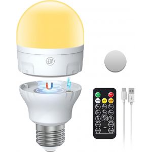Kalanka-Ampoule Rechargeable Usb-C Avec T&iquest;&iquest;L&iquest;&iquest;Commande, Ampoules Led Ac100-240v E27 7w, Ampoule Rechargeable &iquest;&iquest; Commande Tactile Et Intensit&iquest;&iquest; Variable 3 Couleurs, Lampe De Secours 2000mah Avec Aimant, L - Neuf