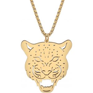Kal-Collier De Tigre En Acier Inoxydable Plaqu&eacute; Or 18k Pour Femmes Filles Enfants Pendentif L&eacute;opard Cadeaux Pour Les Amoureux Des Animaux - Neuf