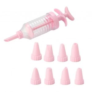 Ventes promotionnelles 1 Set Kit de douilles de pâtisserie Seringues roses de qualité alimentaire - Neuf