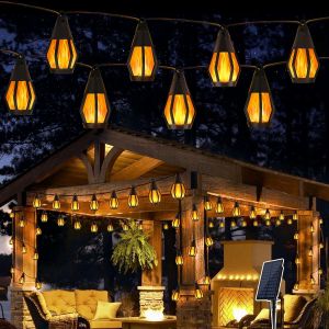 Lbgwp60-Exterieure Solaire, 6.3m Lampe Solaire Exterieur Avec Flamme Vacillante, Étanche Lumières Flamme Solaire Exterieure Pour Jardin, Balcon, Patio, Arbre, Halloween Decoration - Neuf