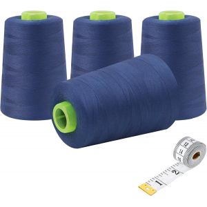 Chenquansarl-C&ocirc;nes De Fil Surjeteuse Pour Machine &Agrave; Coudre - 4 X 4500 M - Fil &Agrave; Coudre Tout U En Polyester 40s/2 Pour Matelas , Morceau, Couture, Surjeteuse - Bleu Lune - Neuf