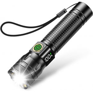 Rechargeable Led Torch,2000lm Ultra Powerful Tactical Led Flashlight In Aluminium,3 Lighting Modes & Zoomable For Camping/Hiking/Emergency/Power Outage - Neuf