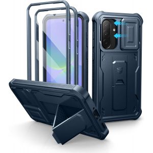 Pour Coque Samsung Galaxy A36[Double Cadre Avant Et Support] Avec Cam&eacute;ra Coulissante Int&eacute;gr&eacute;e & Protecteur D'&eacute;cran,Coque De Protection Robuste R&eacute;sistante Aux Chocs-Bleu - Neuf