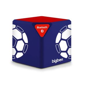 Haut parleur sans fil bluetooth format cube bleu + grille rouge + foot - Neuf