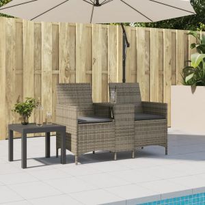 Prolenta Premium - Canap&eacute; De Jardin 2 Places Avec Table Et Coussins R&eacute;sine Tress&eacute;e - Neuf