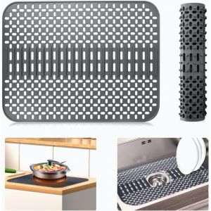 Tapis De Protection En Silicone Pour &Eacute;vier De Cuisine, Grand Tapis &Eacute;gouttoir &Agrave; Vaisselle En Silicone, Tapis De Protection En Silicone Pour Plan De Travail - Neuf