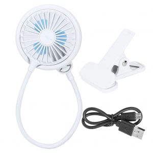 HJLIAN Mini ventilateur electrique portable d'exterieur a chargement USB, mains libres, a suspendre au cou, DC 5 V, blanc - Neuf