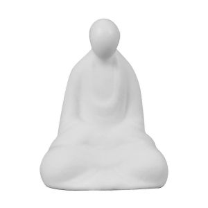 Mini Statue de Bouddha en céramique blanche méditant Statue de Bouddha Décoration Miniature Paysage Accessoire - Neuf