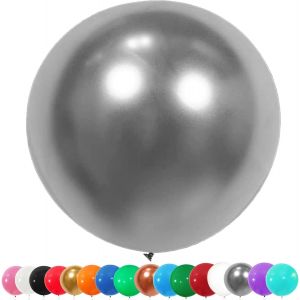 Lot De 6 Ballons G&eacute;ants En Latex 90Cm (36 Pouces) - Grand D&eacute;corations Argent Pour F&ecirc;te, Anniversaire, Mariage, Bapt&ecirc;me, No&euml;l, Carnaval, C&eacute;r&eacute;monie - Helium Compatible - Neuf