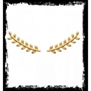 Boucles D'oreilles - Plaqu&eacute; Or 18 Carats - Feuilles De Laurier - 2,5 Cm - Demi-Cr&eacute;ole - Dor&eacute; - Neuf