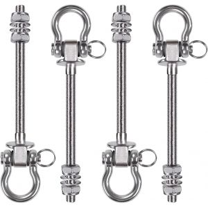 Ulteronixshop-Lot de 4 crochets de balan&ccedil;oire avec roulement, boulons de suspension, 2/4 pi&egrave;ces, crochet mousqueton pivotant de 21 cm, kit de montage en acier inoxydable pour hamacs, balan&ccedil;oire, sac - Neuf