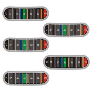 Kal-Lot De 5 Bandes De Thermomètre À Coller, 0 ¿ À 70 ¿ - Changement De Couleur - En Acier Inoxydable - Pour Tasse À Café Et Lait - Neuf