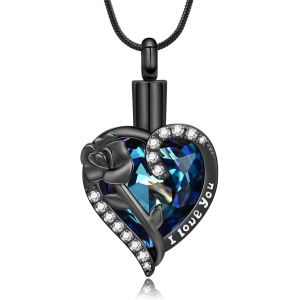 Trahoo-Collier De Crémation En Forme De C?ur En Forme De Rose Pour Cendres En Acier Inoxydable Pour Les Amateurs De Souvenirs Cadeaux Urne Commémorative Cendres Pendentif Bijoux Pour Hommes Et Femmes - Neuf