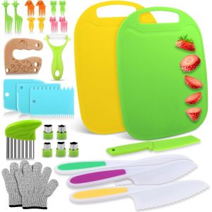 TTA-Couteau Cuisine Enfant, 28 Pièces Couteau Montessori Enfantspour Couper des Fruits ou Légumes, pour Cadeau de Noël ou d'anniver - Neuf