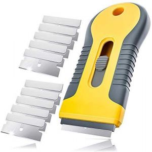 Ensemble Jaune Orange Manche Rétractable En Plastique Petite Spatule En Verre Plus 10 Lames Fournitures De Quincaillerie Outils - Neuf