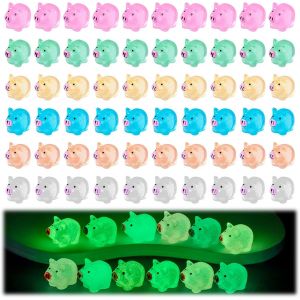 Sansh-60 Mini Cochon Résine, Figurines De Cochon Miniatures Lumineux, Mini Figurine Cochon 6 Couleurs, Colorés Cochon Miniature Pour Jardin Miniaturse & Décoration De Maison De Poupée - Neuf